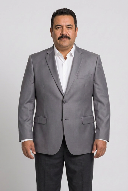 Blazer plus size poliviscose grafite - modelo frontal