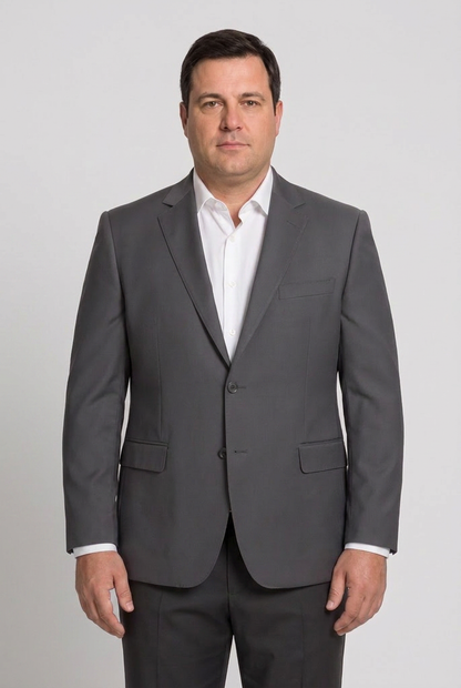 Blazer plus size microfibra chumbo - modelo frontal
