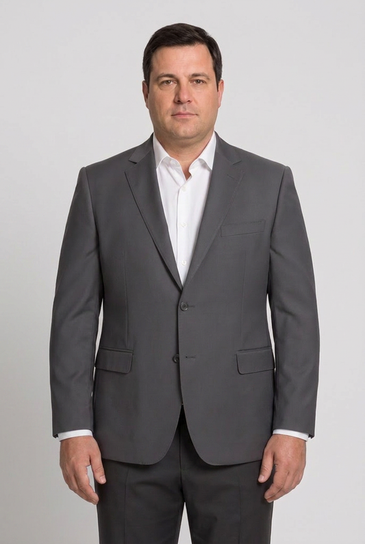Blazer plus size microfibra chumbo - modelo frontal