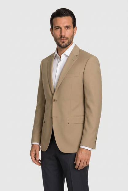 Blazer Slim Italiano Microfibra Caqui - tres quartos