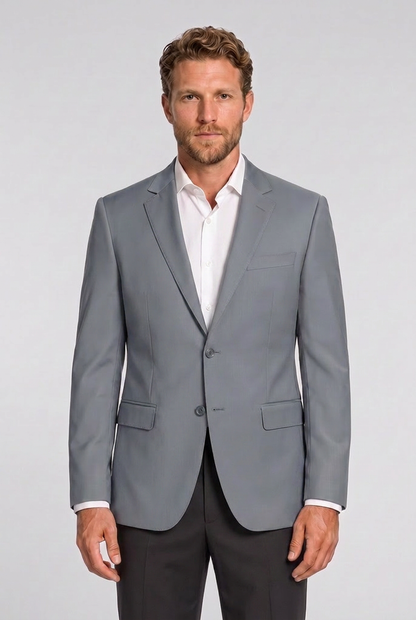 Blazer Slim Italiano Microfibra Cinza Aco - hero frontal