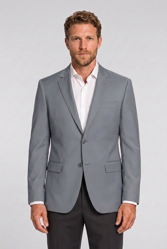 Blazer Slim Italiano Microfibra Cinza Aco - hero frontal