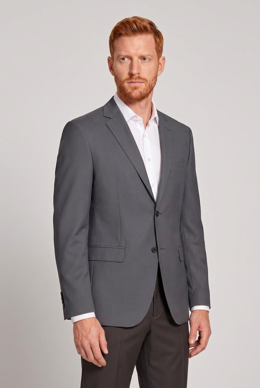 Blazer Slim Italiano Microfibra Grafite - tres quartos