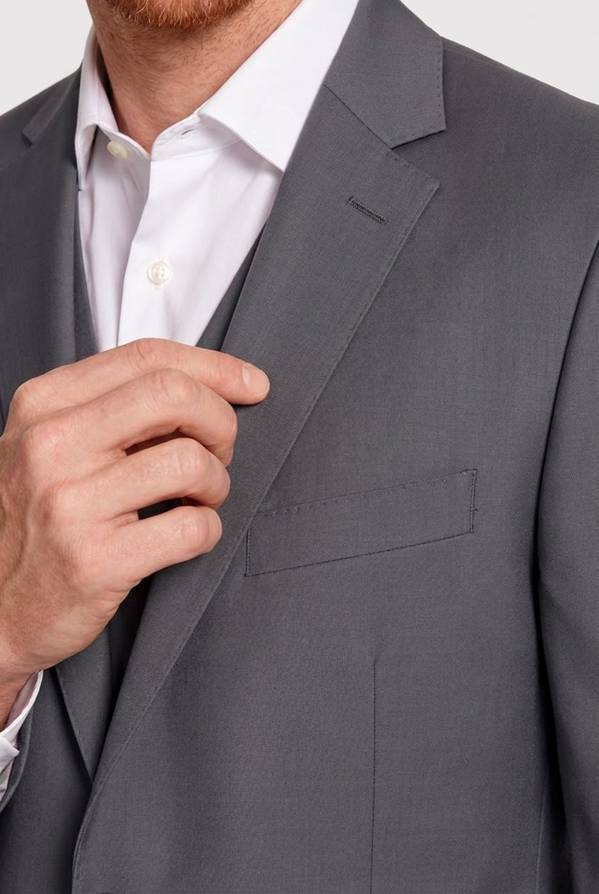 Blazer Slim Italiano Microfibra Grafite - detalhe lapela