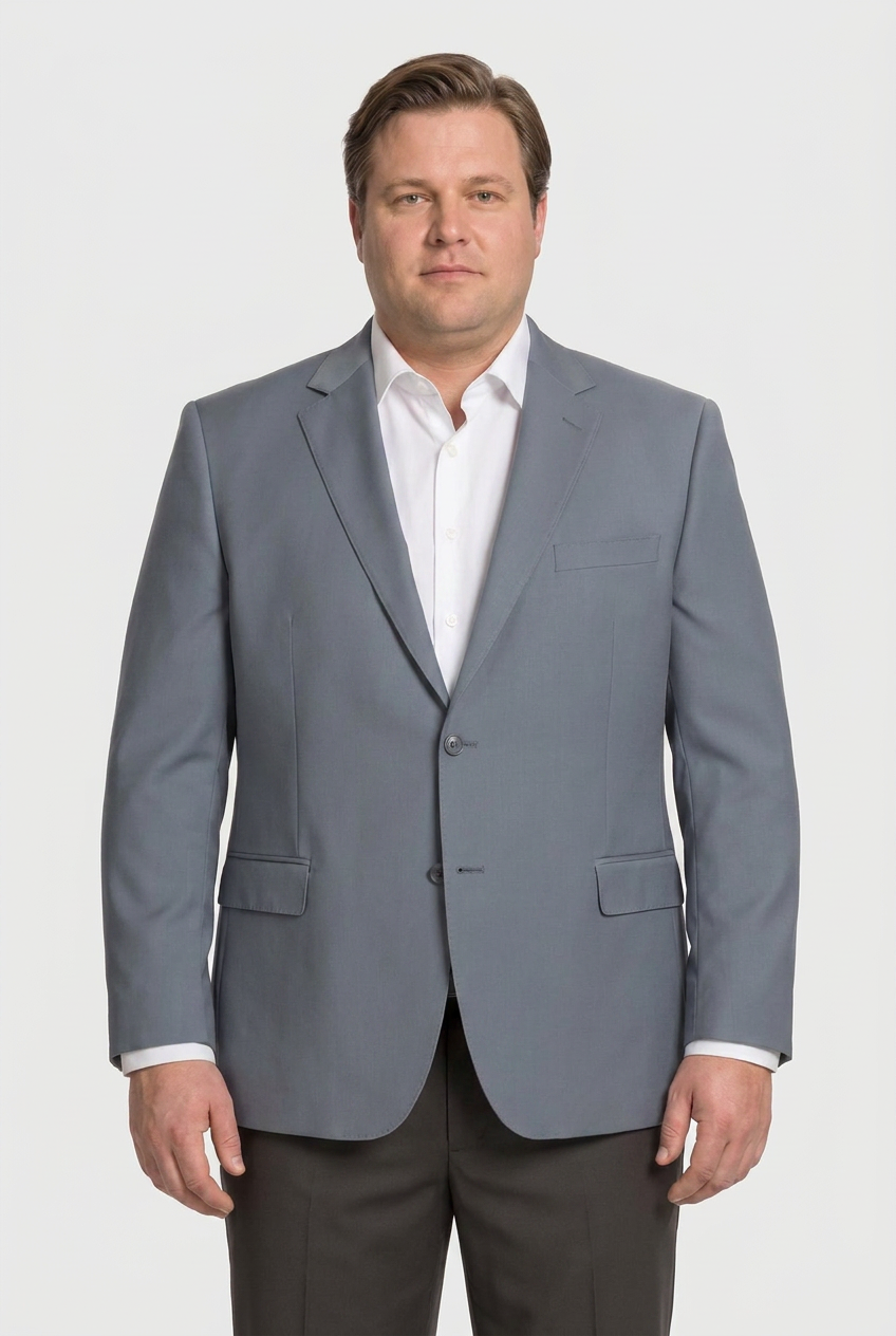 Blazer plus size microfibra cinza aco - modelo frontal