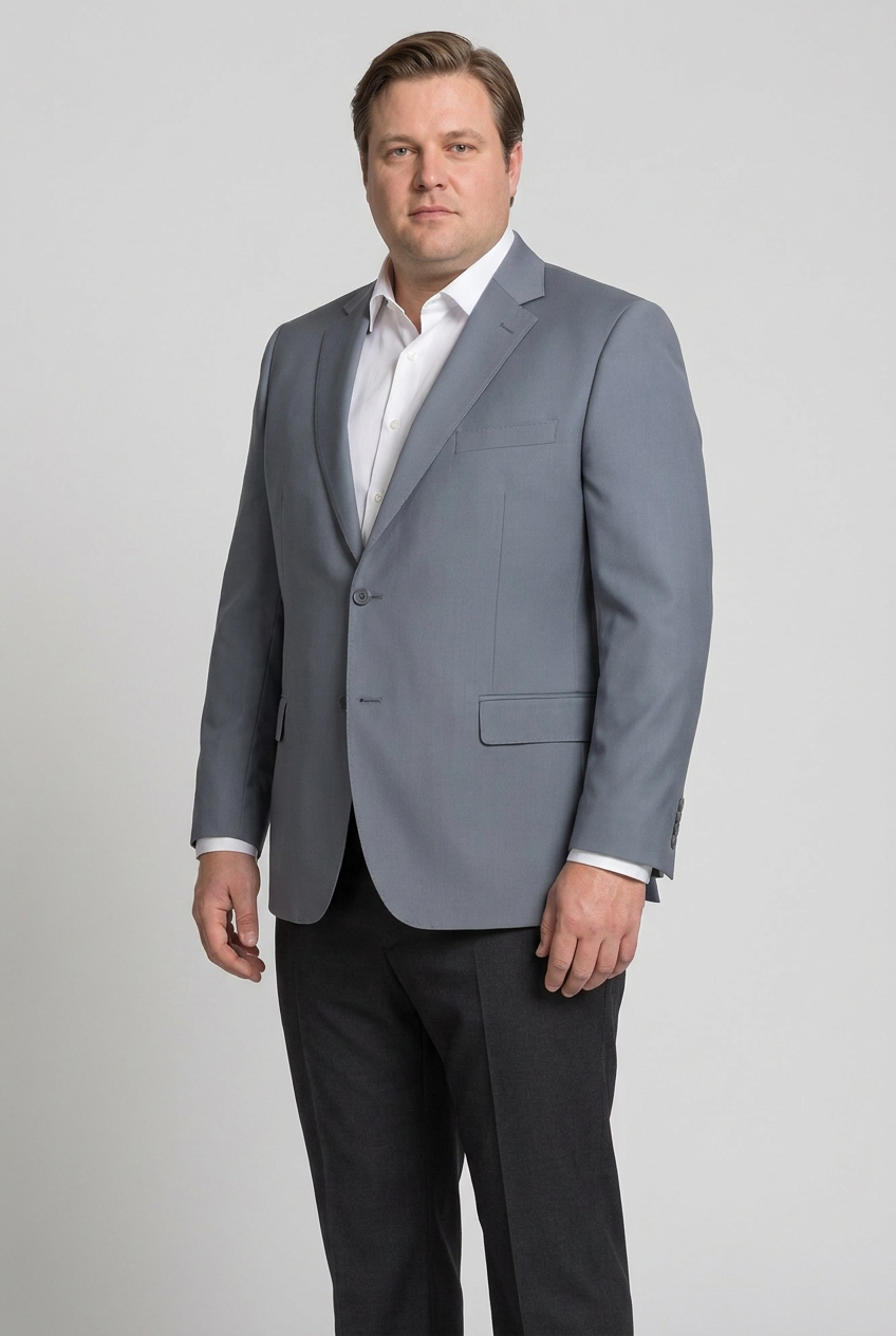 Blazer plus size microfibra cinza aco - tres quartos