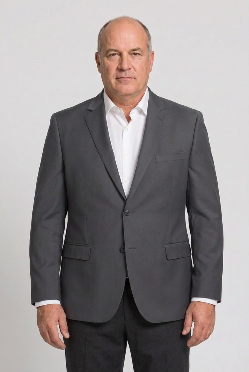Blazer plus size microfibra grafite - modelo frontal