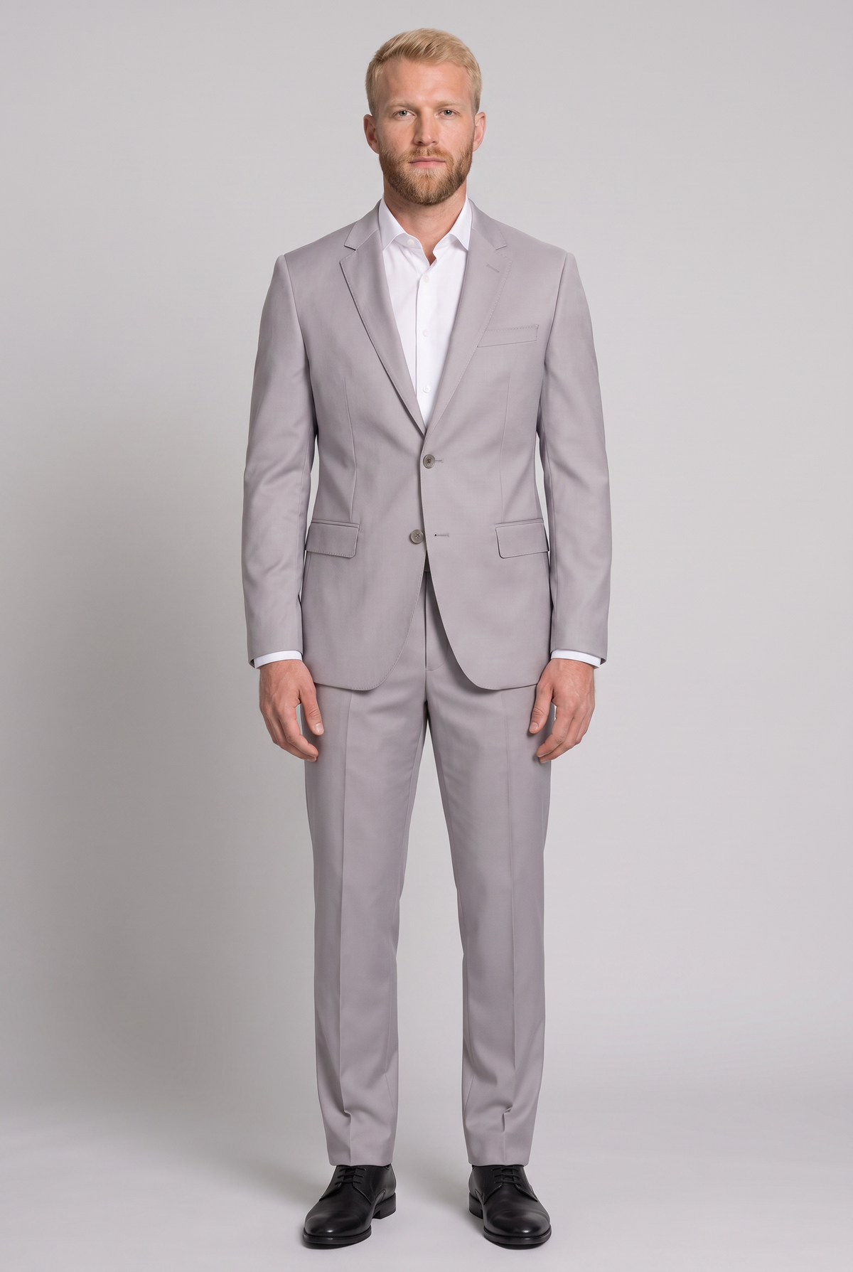 Costume Slim Italiano Poliviscose Cinza Claro - corpo inteiro
