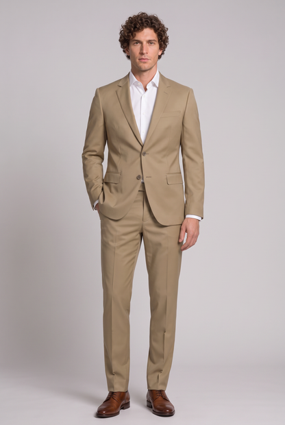Costume Slim Italiano Poliviscose Cáqui - corpo inteiro