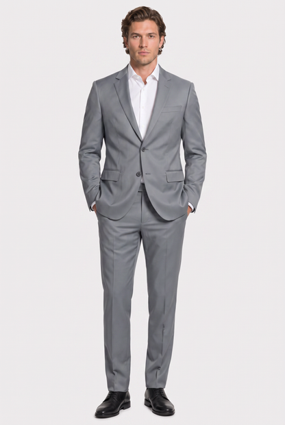 Costume Slim Italiano Poliviscose Cinza Médio - corpo inteiro