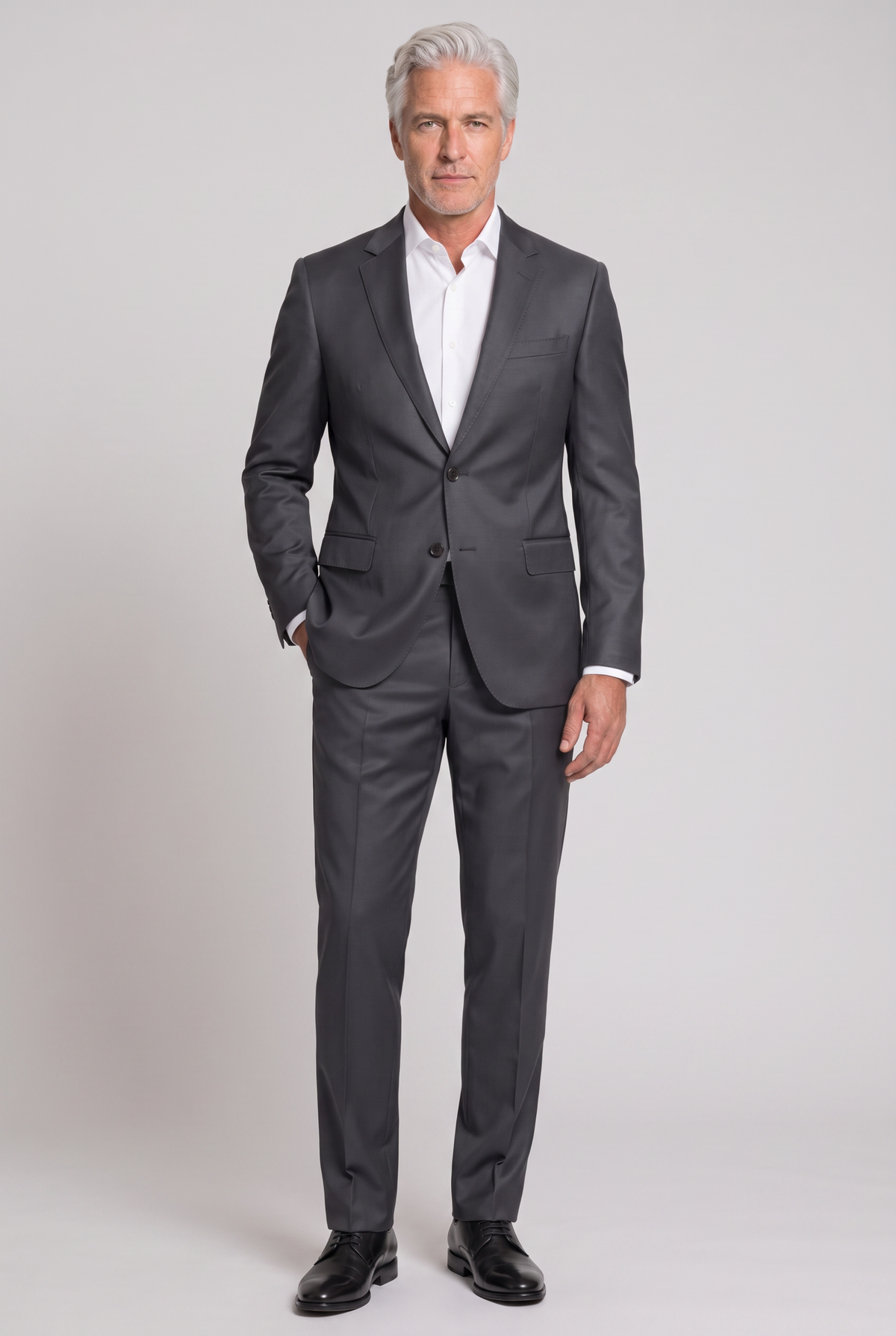 Costume Slim Italiano Poliviscose Grafite - corpo inteiro