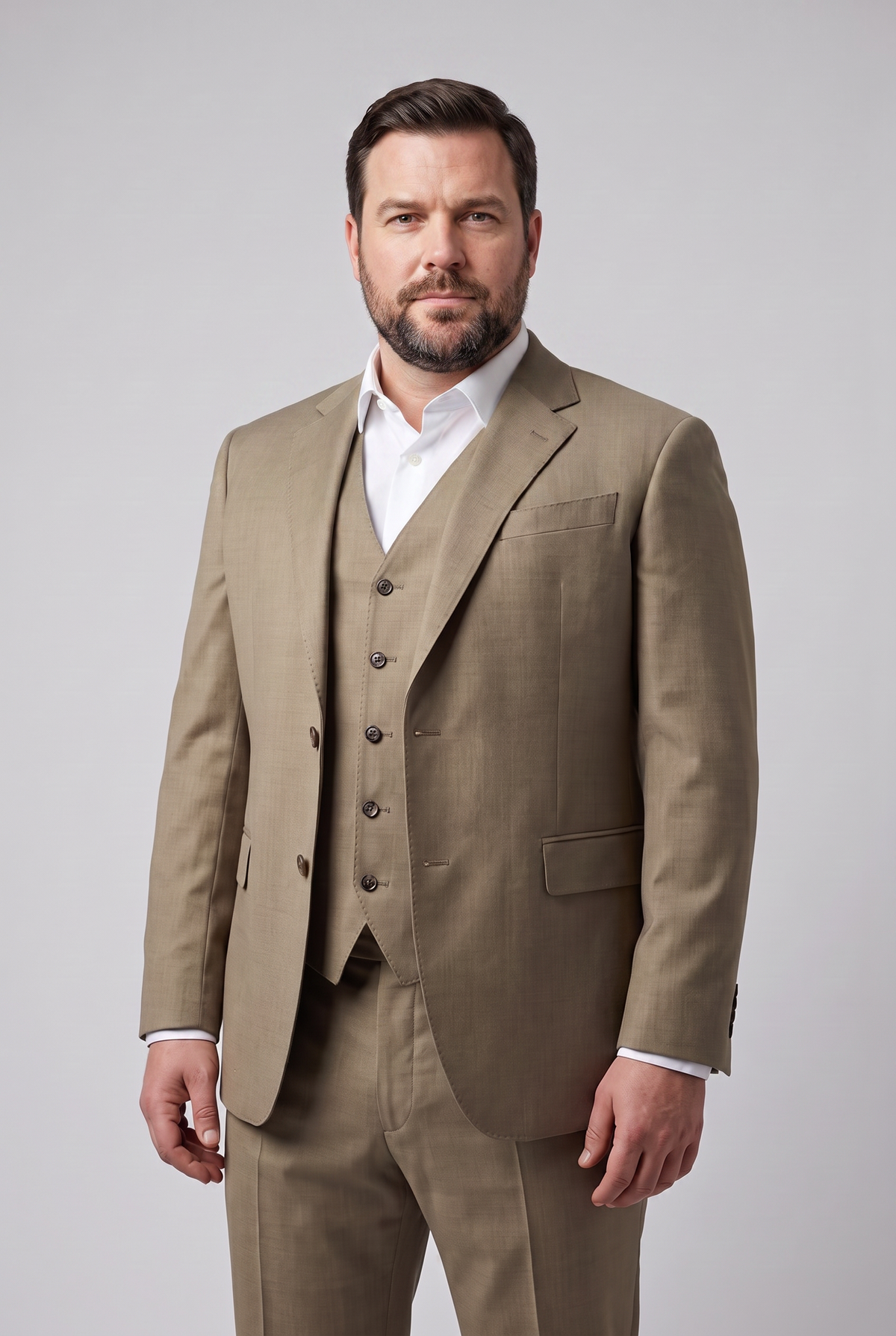 Terno Plus Size Lã Fria Cáqui - modelo