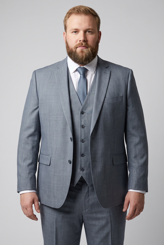 Terno Plus Size Slim Italiano Melange - Cinza Médio