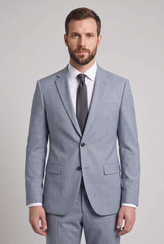 Costume Slim Italiano Melange - New Aço