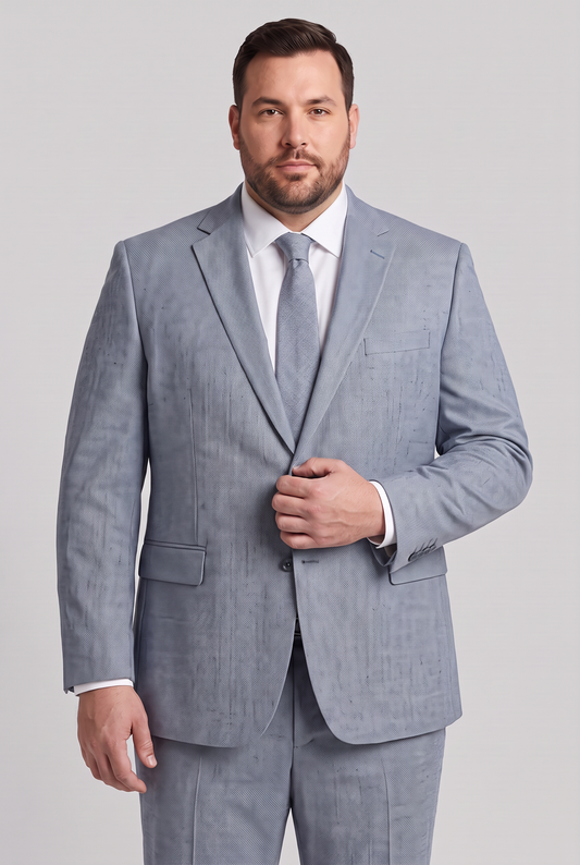 Costume Plus Size Slim Italiano Melange - New Aço
