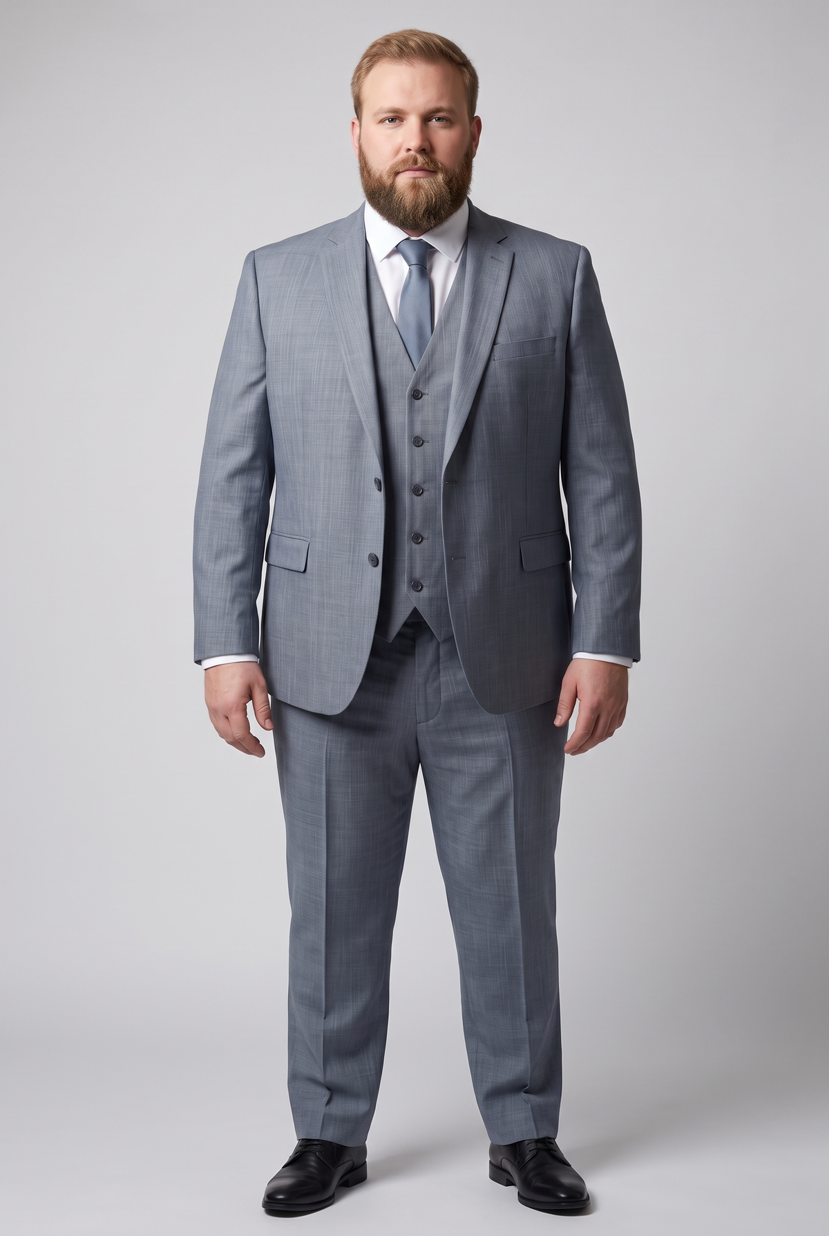 Terno Plus Size Slim Italiano Melange - Cinza Médio