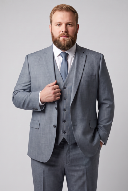 Terno Plus Size Slim Italiano Melange - Cinza Médio