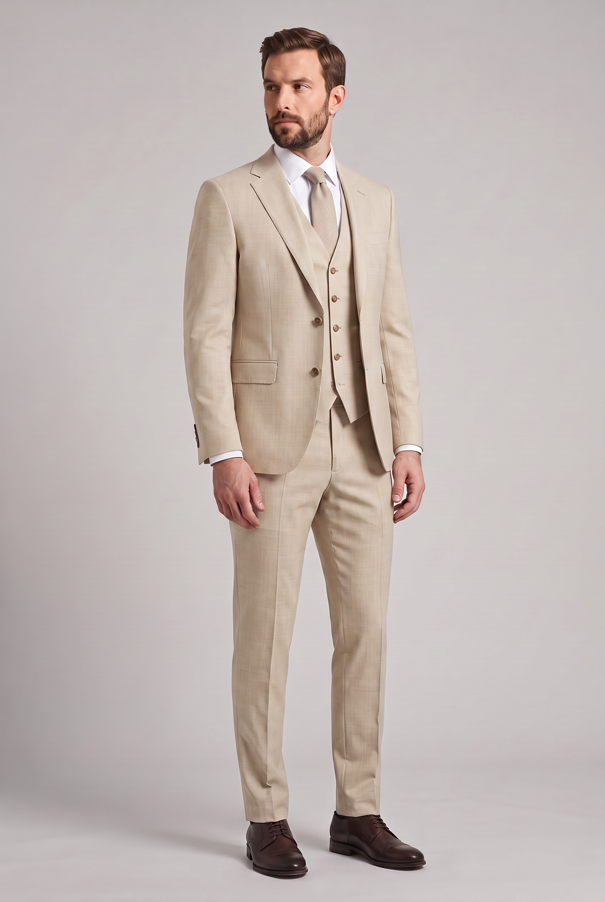 Terno Slim Italiano Melange - Bege