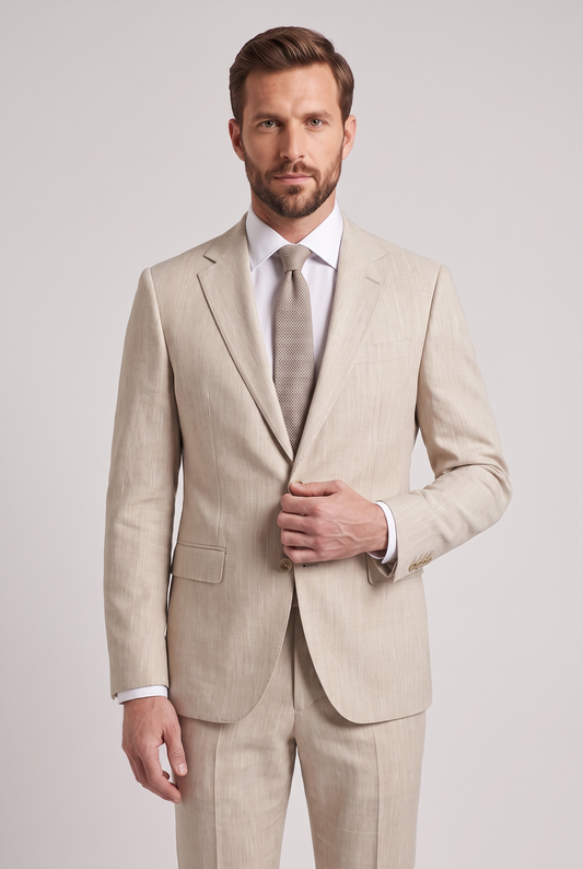 Costume Slim Italiano Melange - Bege