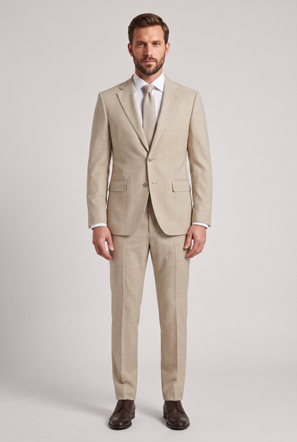 Costume Slim Italiano Melange - Bege