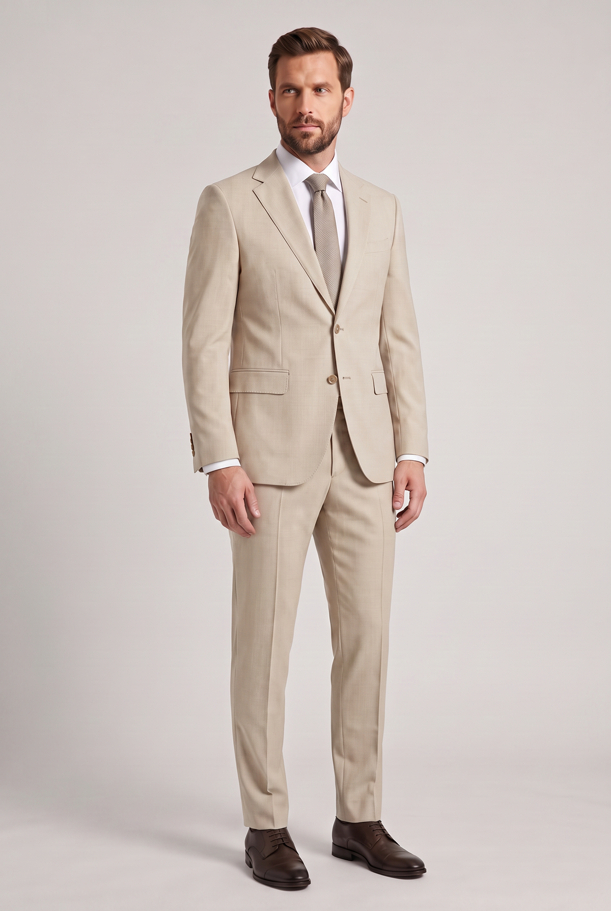 Costume Slim Italiano Melange - Bege