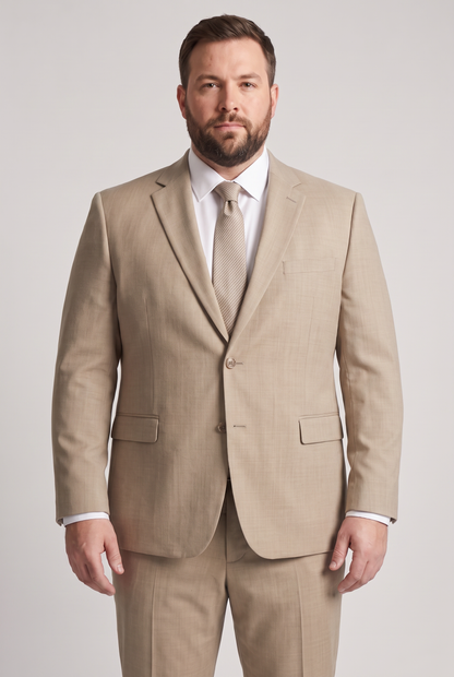 Costume Plus Size Slim Italiano Melange - Bege