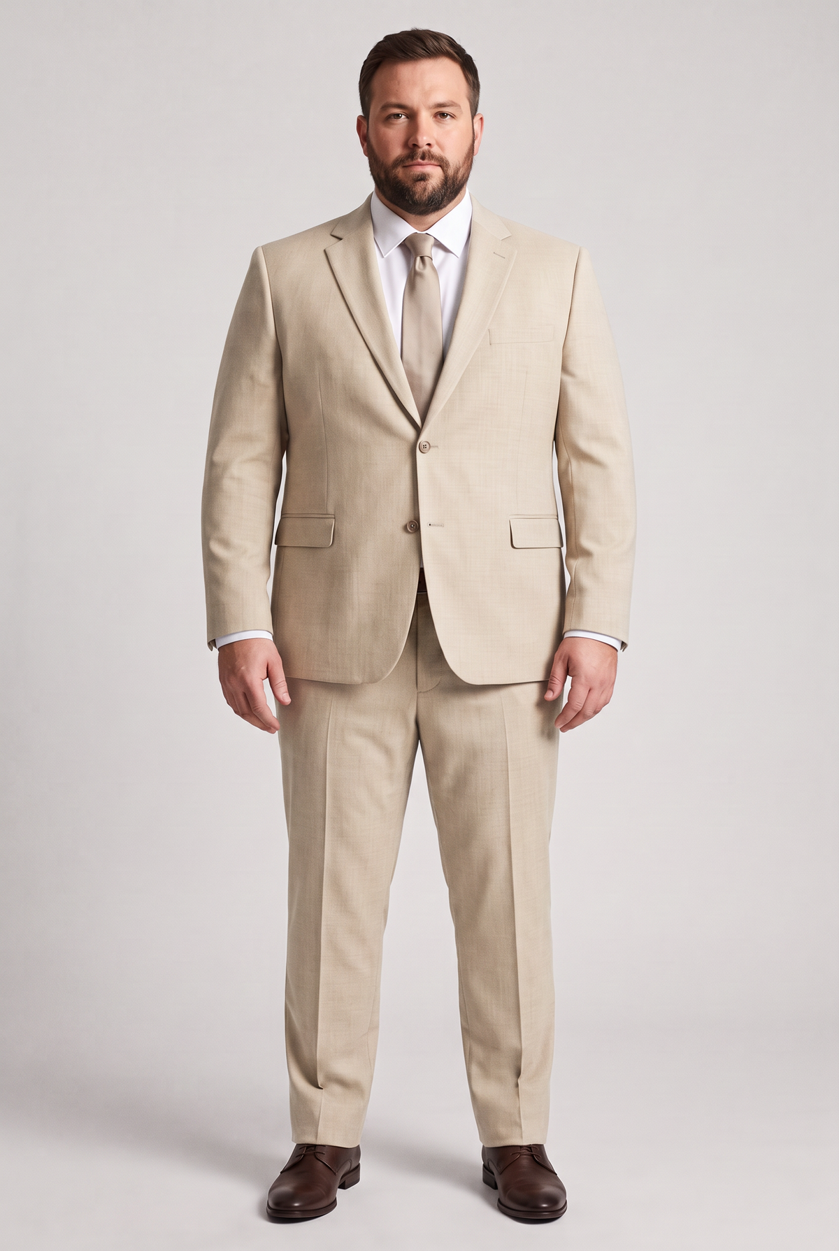 Costume Plus Size Slim Italiano Melange - Bege
