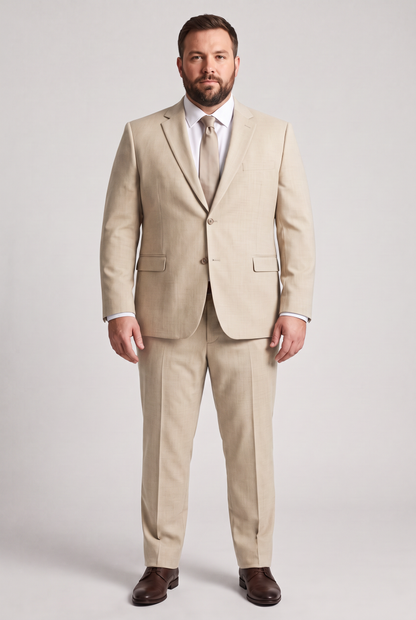 Costume Plus Size Slim Italiano Melange - Bege