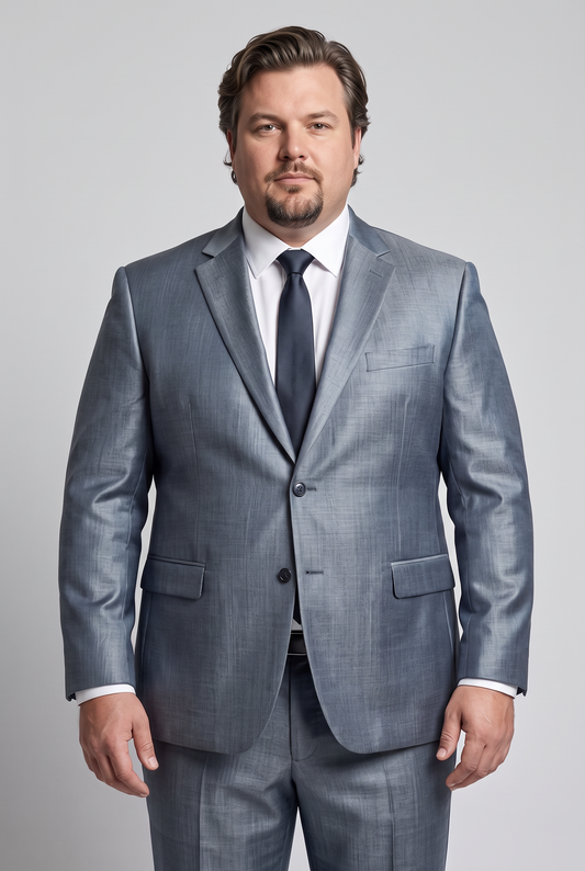Costume Plus Size Slim Italiano Melange - Cinza Médio