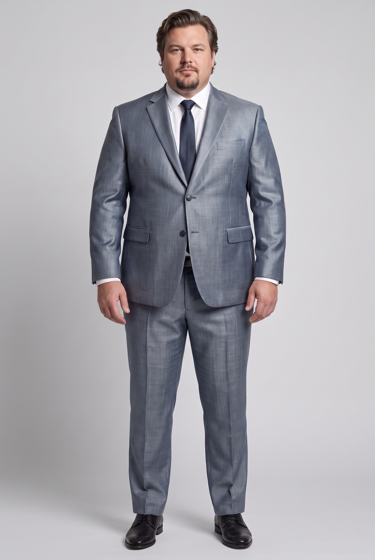 Costume Plus Size Slim Italiano Melange - Cinza Médio