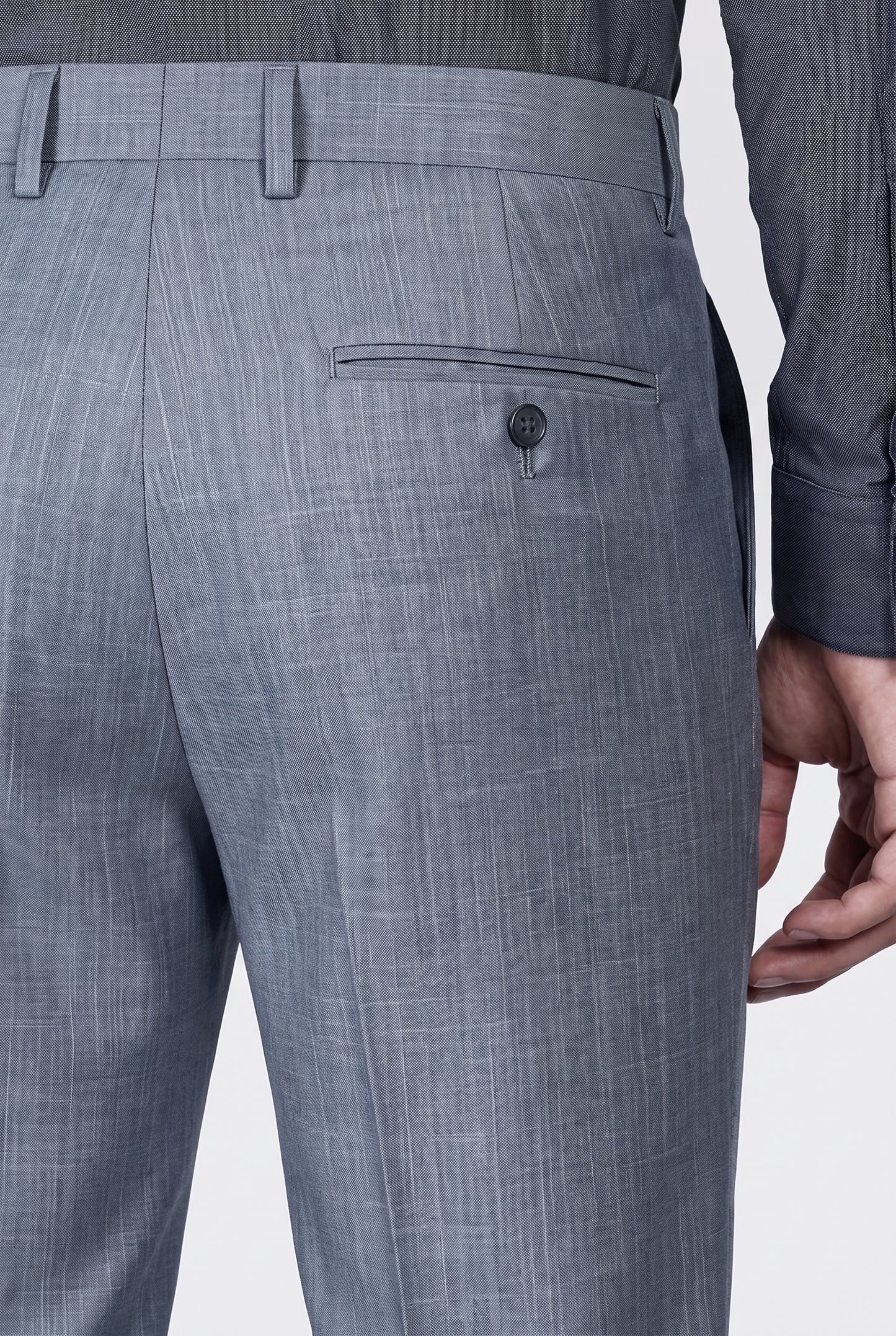 Calça Melange Cinza Médio - close cós traseiro
