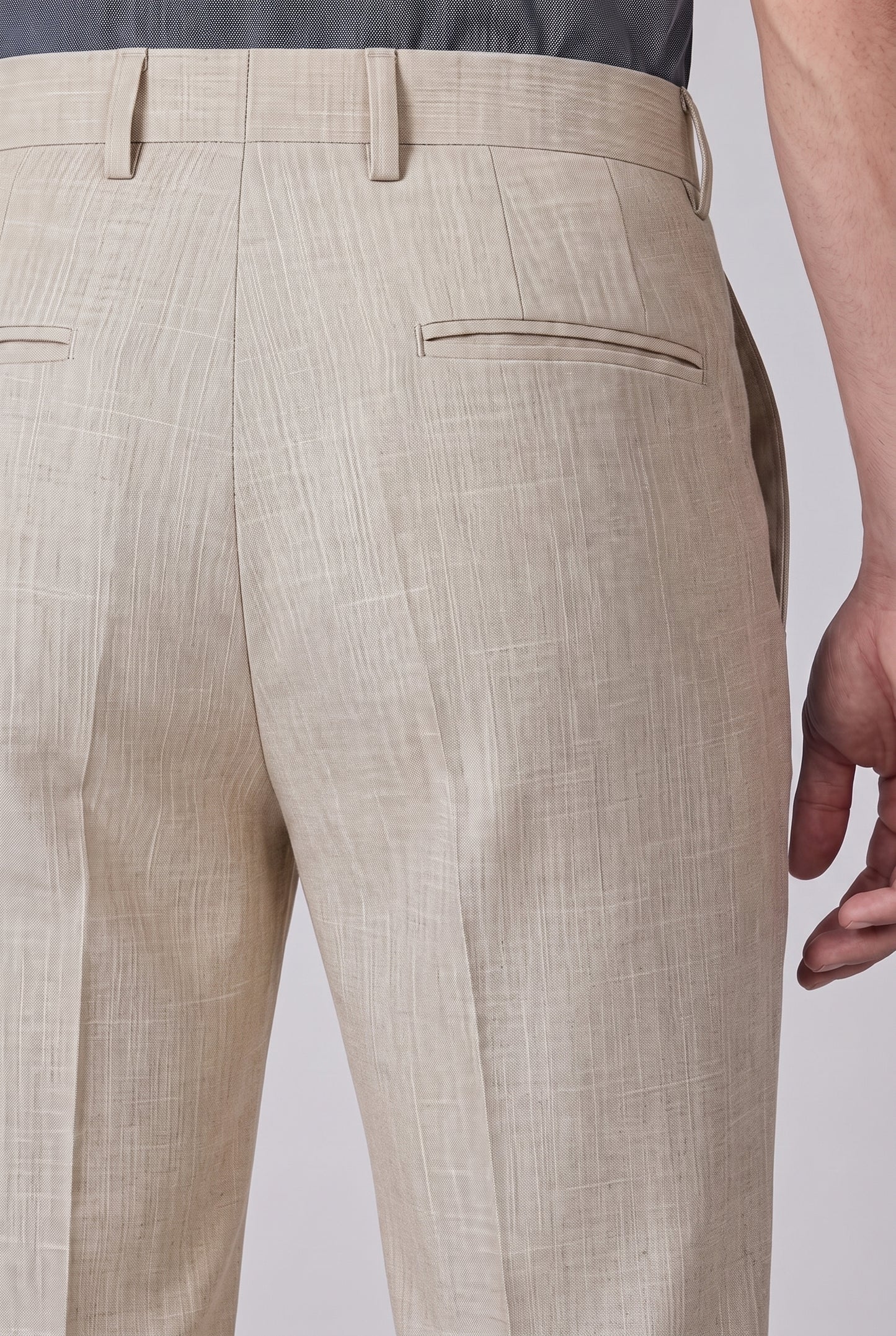Calça Melange Bege - close cós traseiro