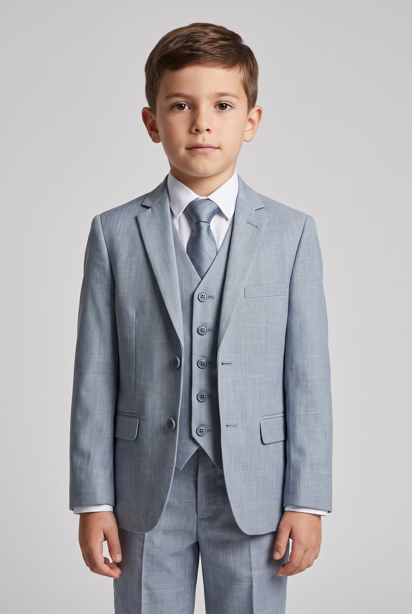 Blazer Infantil Slim Italiano Melange - New Aço