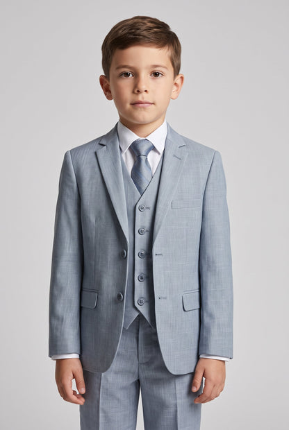 Blazer Infantil Slim Italiano Melange - New Aço
