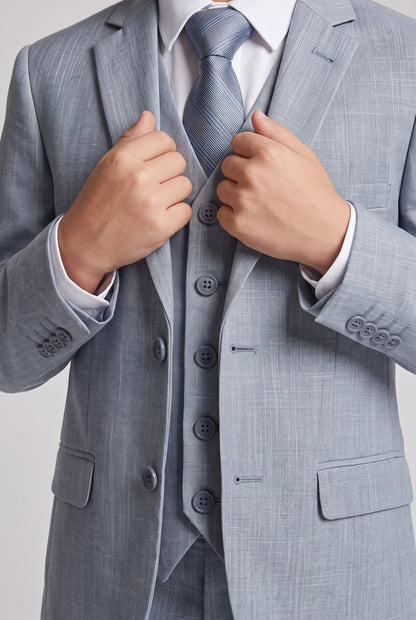 Blazer Infantil Slim Italiano Melange - New Aço