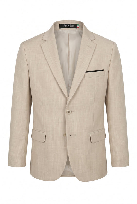 Blazer Infantil Slim Italiano Melange - Bege