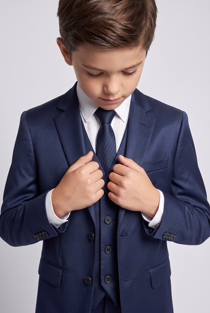 Colete Infantil Slim Italiano Poliviscose - Azul Marinho