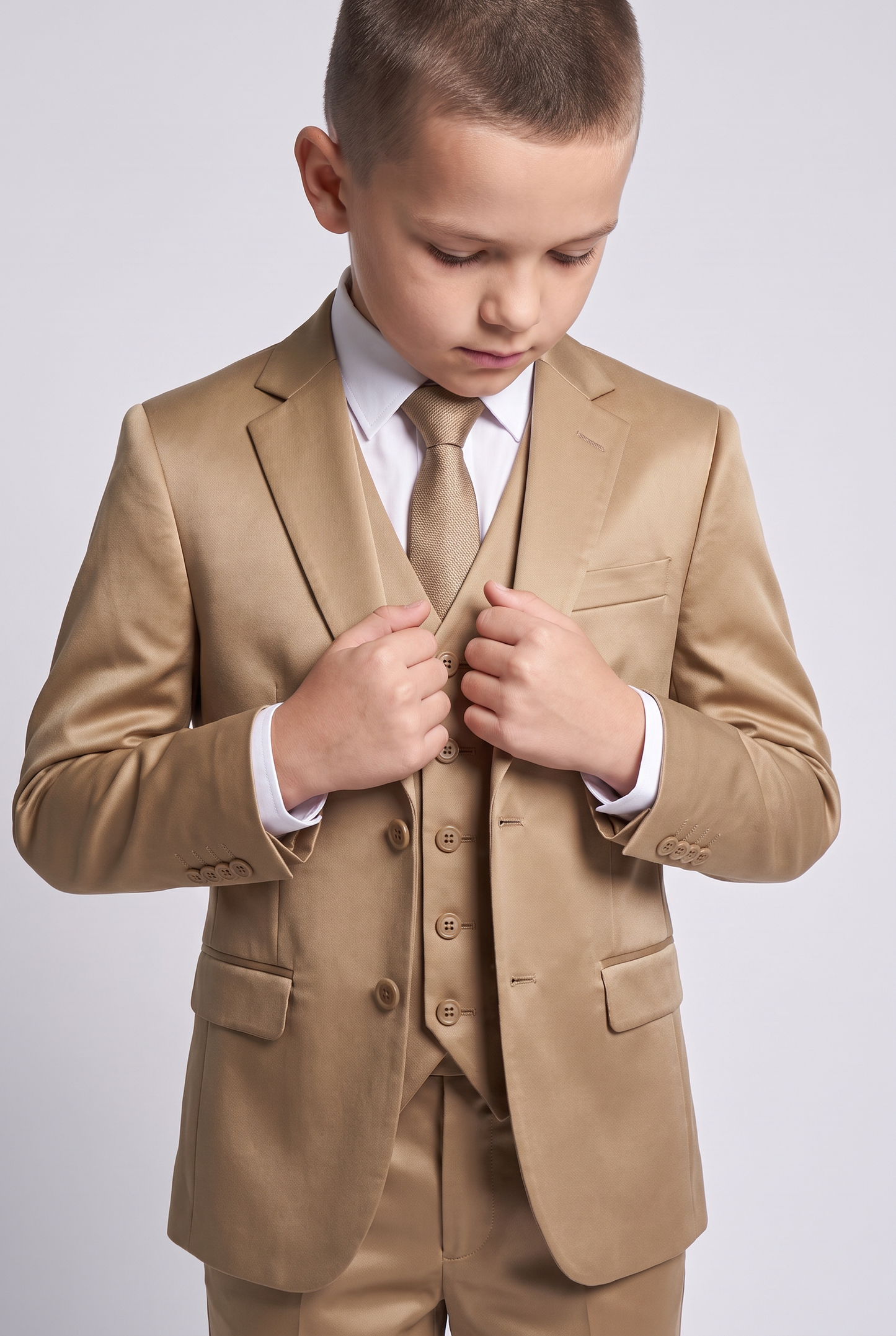 Colete Infantil Slim Italiano Poliviscose - Cáqui