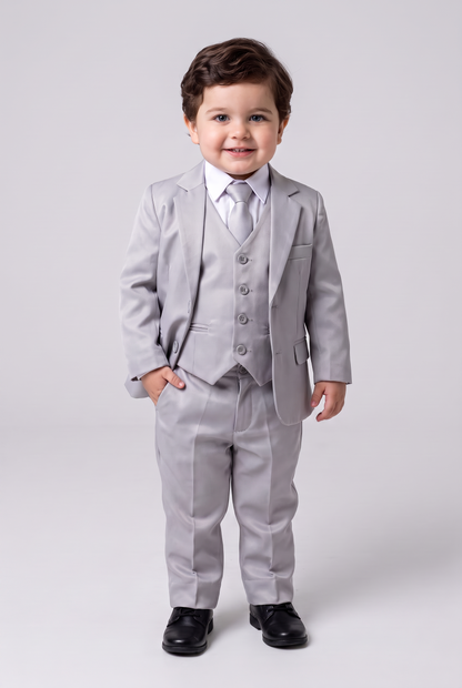 Nicolas terno infantil poliviscose cinza claro - corpo inteiro