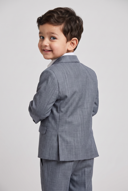 Nicolas terno infantil melange cinza médio costas