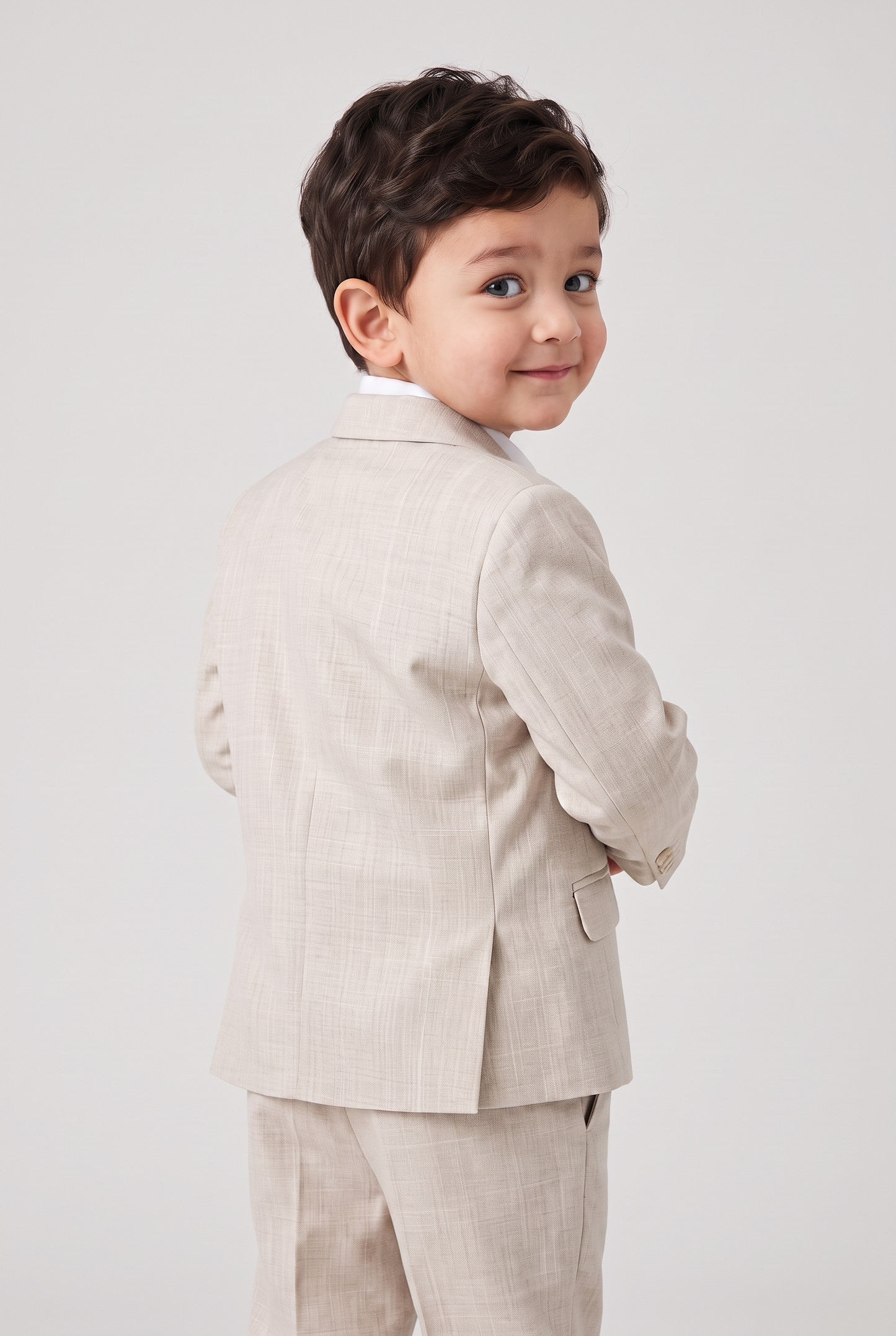 Nicolas terno infantil melange bege costas