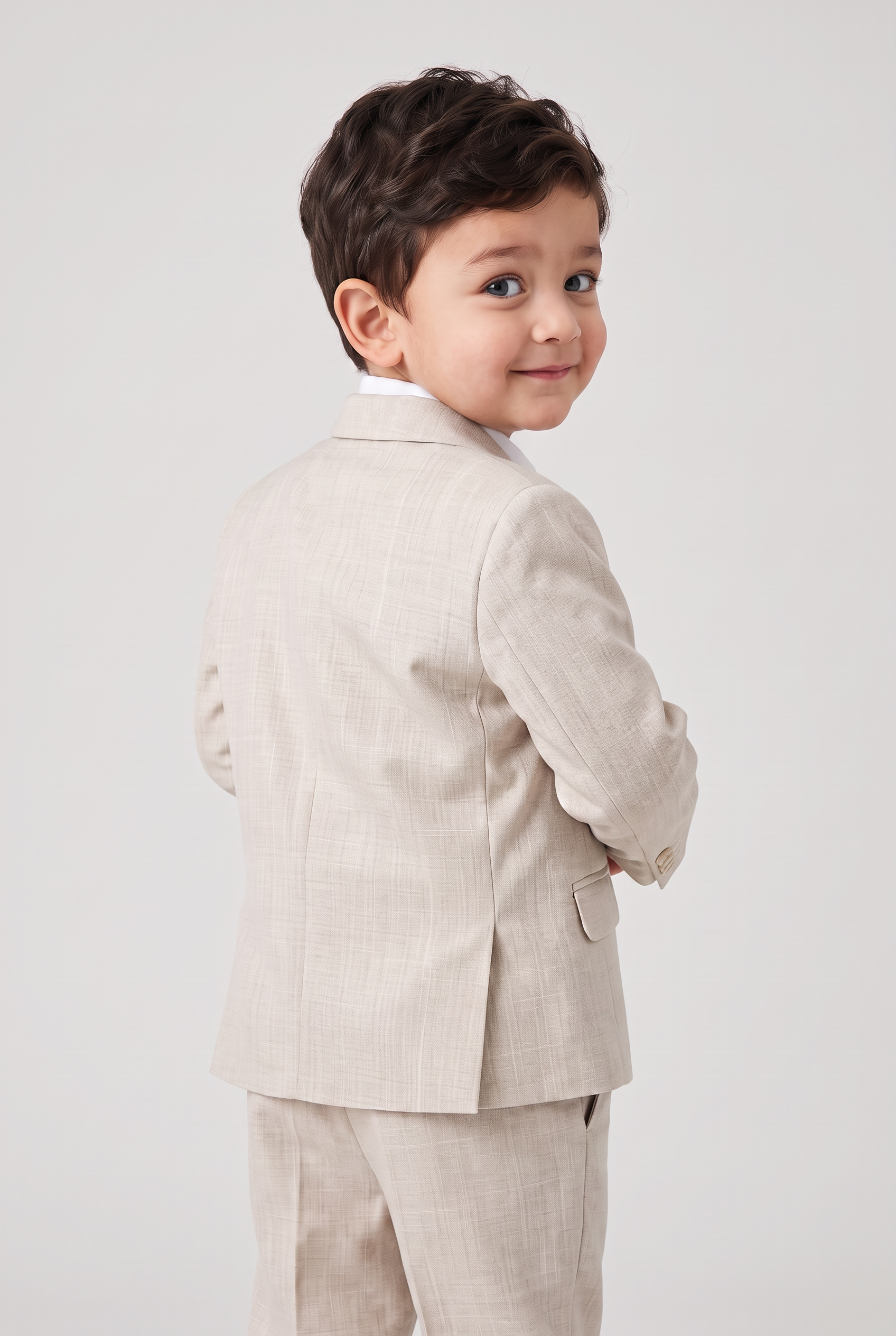 Nicolas terno infantil melange bege costas