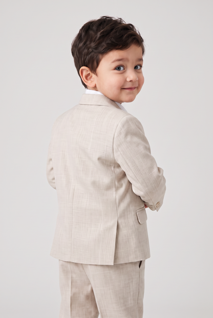 Nicolas terno infantil melange bege costas