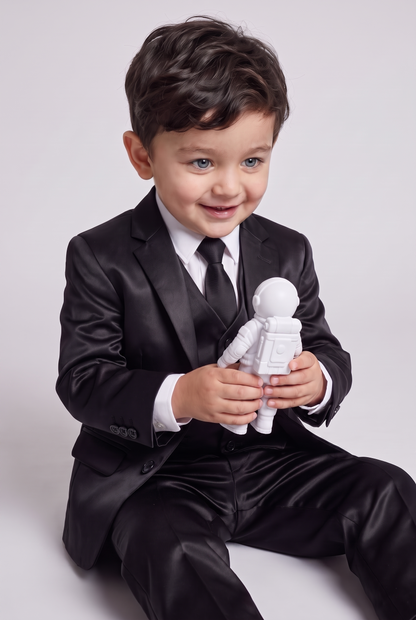 Nicolas terno infantil prada preto sentado