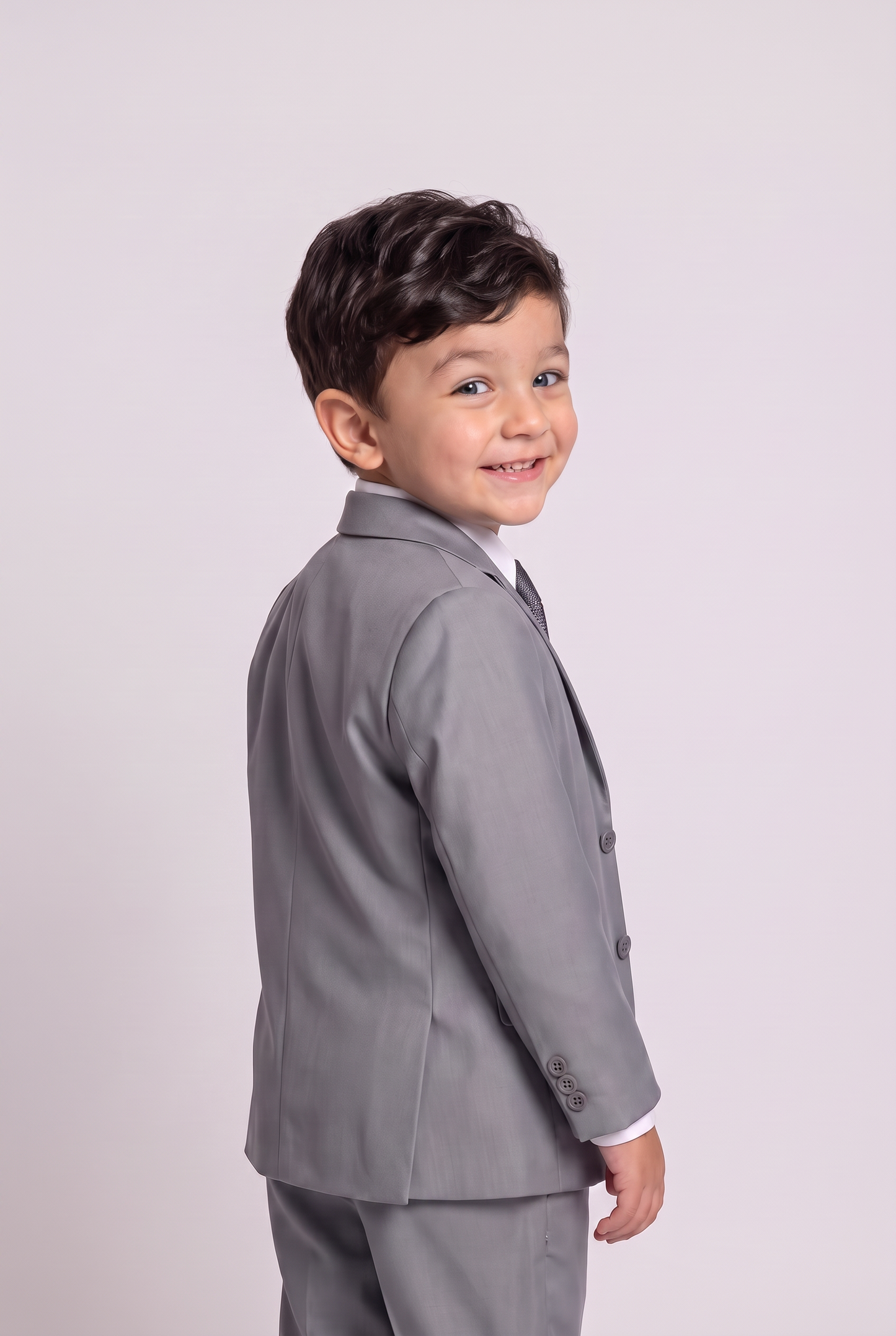 Nicolas terno infantil poliviscose cinza médio - costas