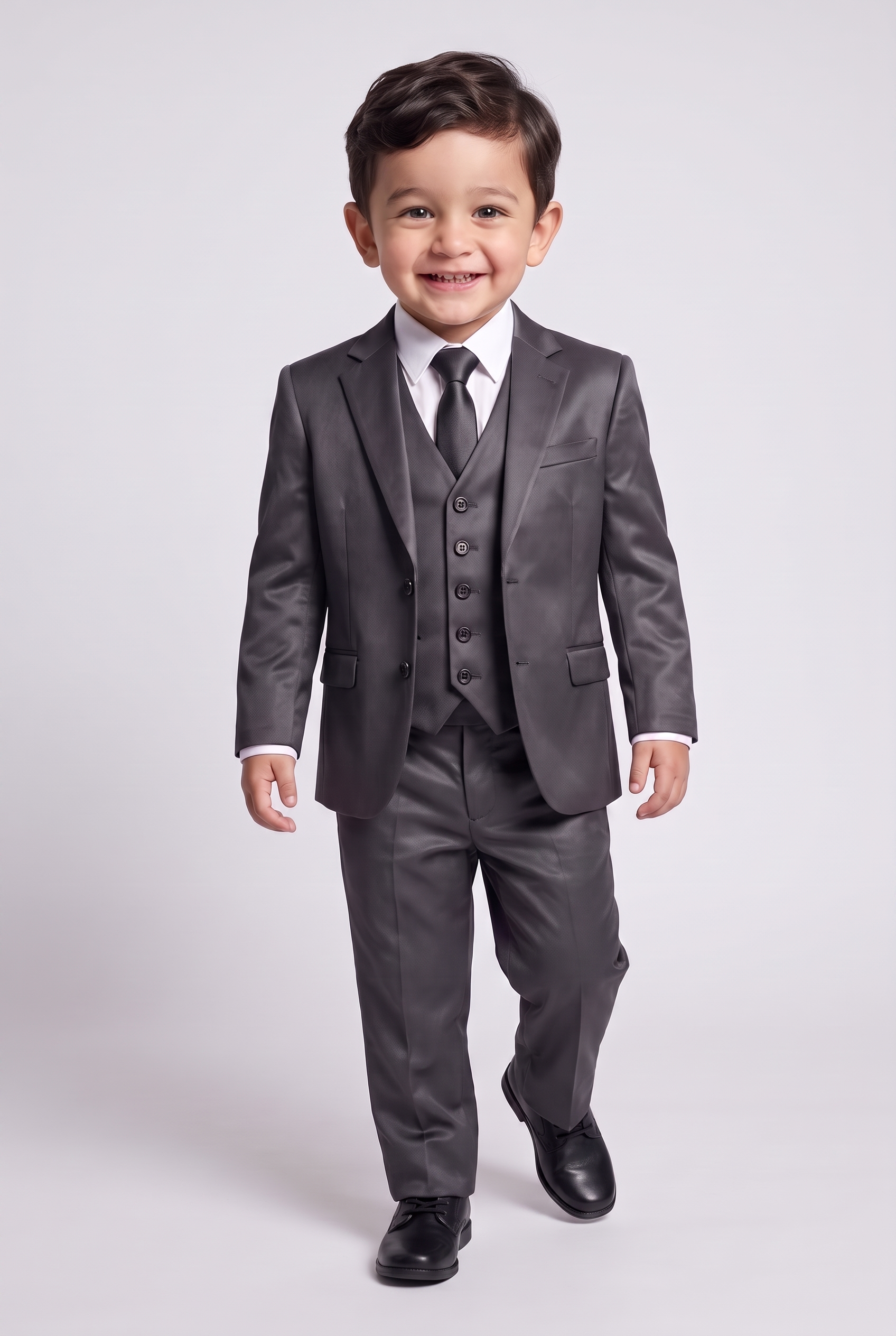 Terno Infantil Slim Italiano Poliviscose Grafite - corpo inteiro