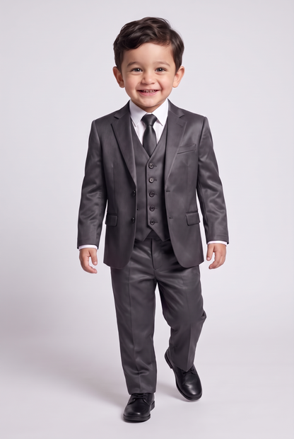 Terno Infantil Slim Italiano Poliviscose Grafite - corpo inteiro