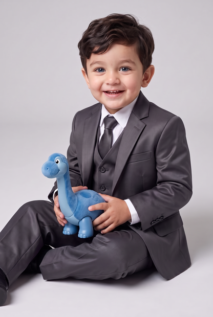 Terno Infantil Slim Italiano Poliviscose Grafite - sentado