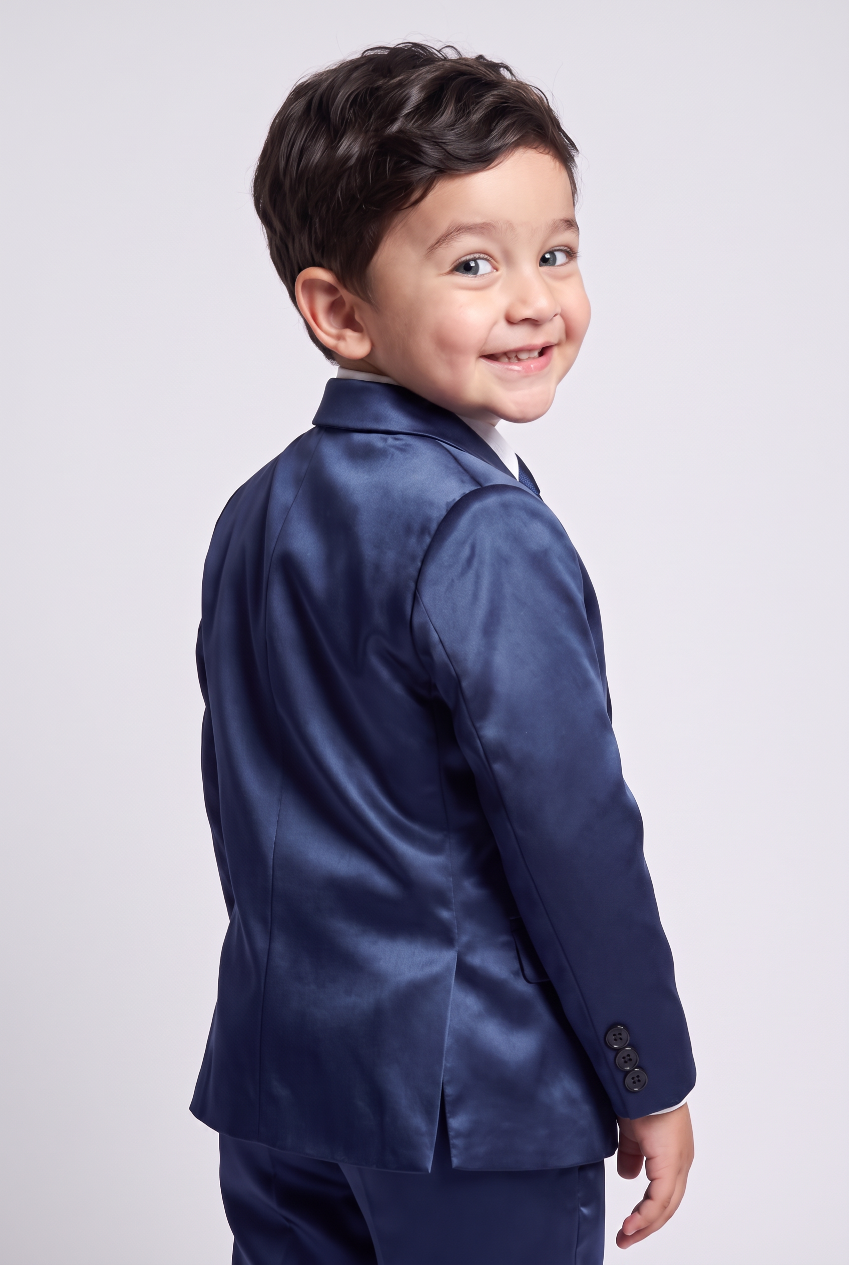 Terno Infantil Slim Italiano Poliviscose Azul Indico - costas