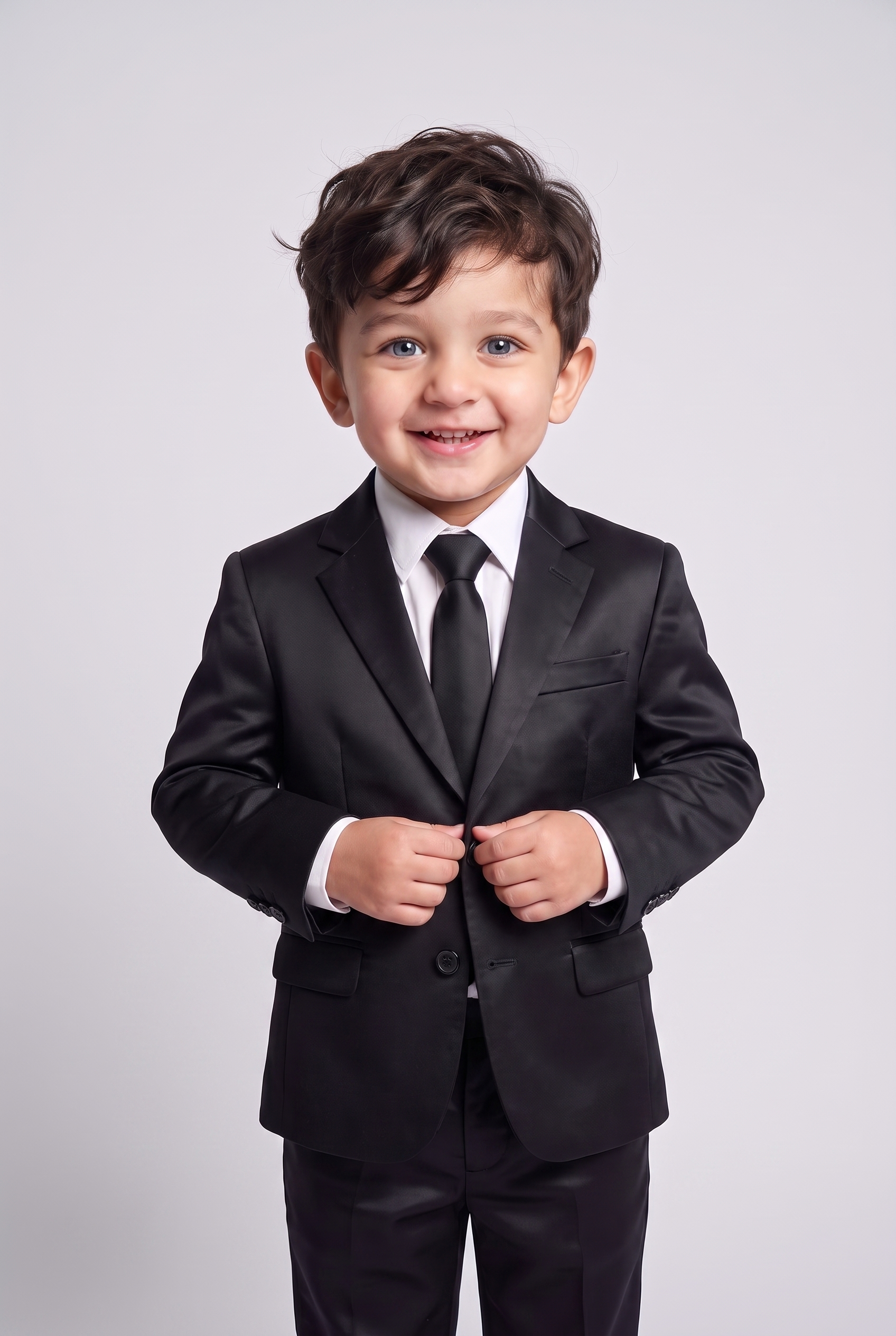 Costume Infantil Slim Italiano Poliviscose Preto - detalhe do paleto